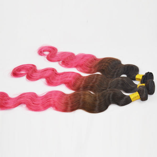 Ombre 1B Red 2T Color 100% Human Hair Weft Extensions Body Weft YL194